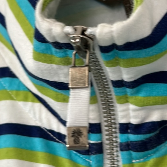 Tommy Bahama Striped Aruba Full-Zip Sweatshirt /Jacket w Pockets Green Aqua Navy - Picture 5 of 10